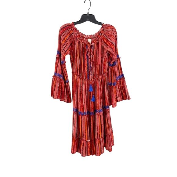 Raga | Red & Burnt Orange Metallic Thread Boho Dress - Picture 1 of 15